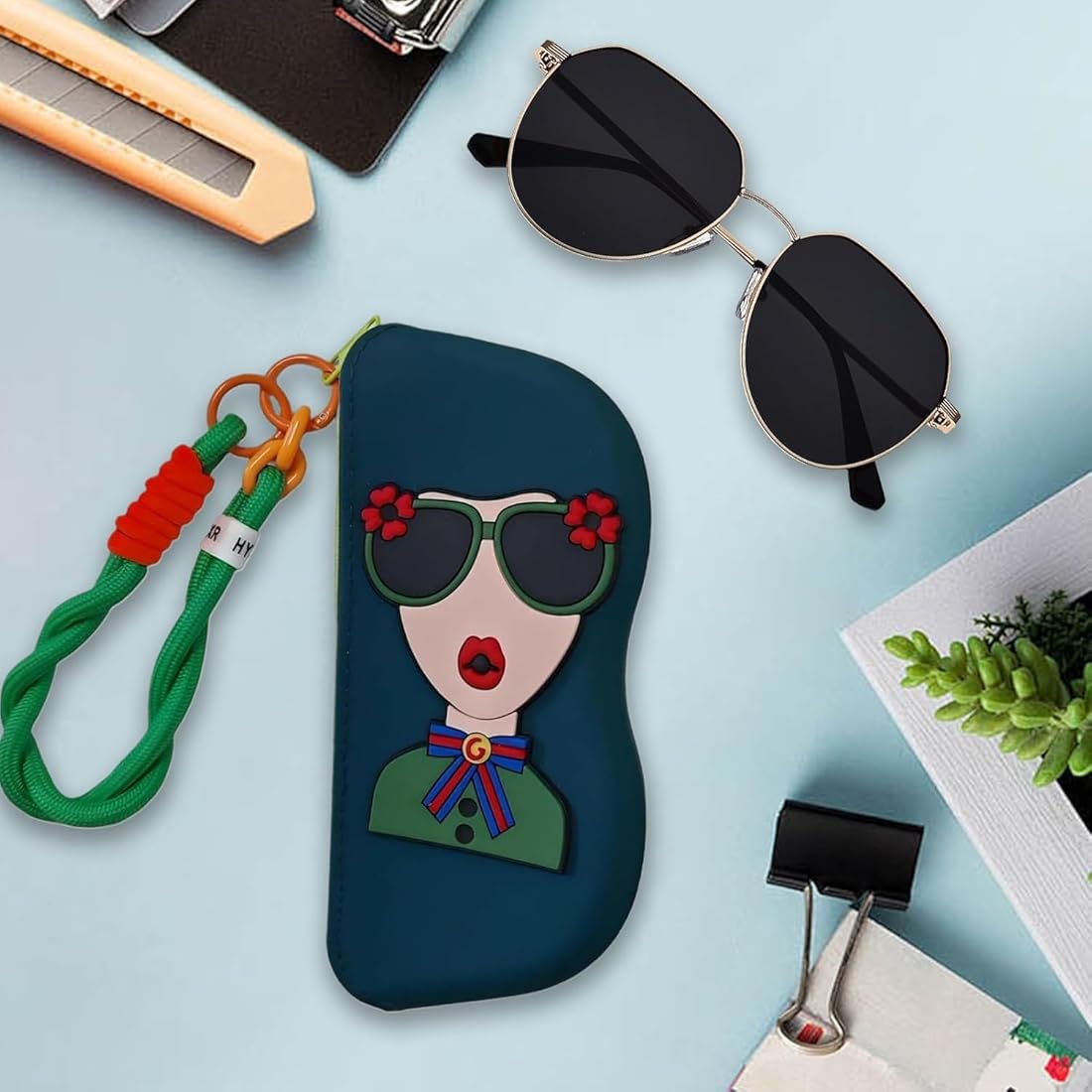 Cute Silicone Sunglass Case with Zipper & Wrist Strap