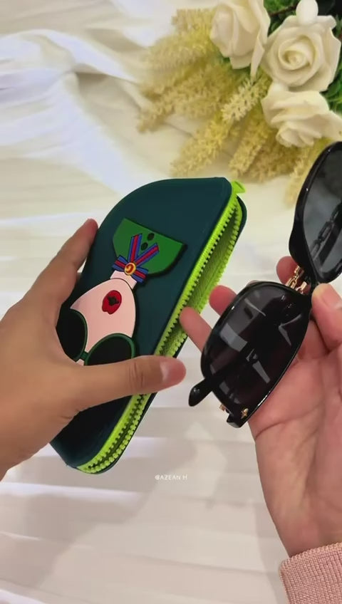 Cute Silicone Sunglass Case with Zipper & Wrist Strap